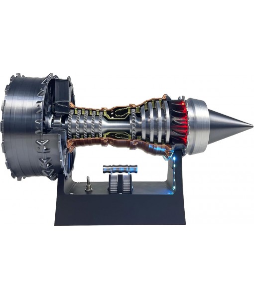 TR900 Turbofan Engine Model - Adjustable Speed with LED Light. Aircraft Engine Turbojet Engine Replica 28cm. A Mechanical Science Aero Engine Education Toy and Desk Decor Gift for Adult Hobbyists
