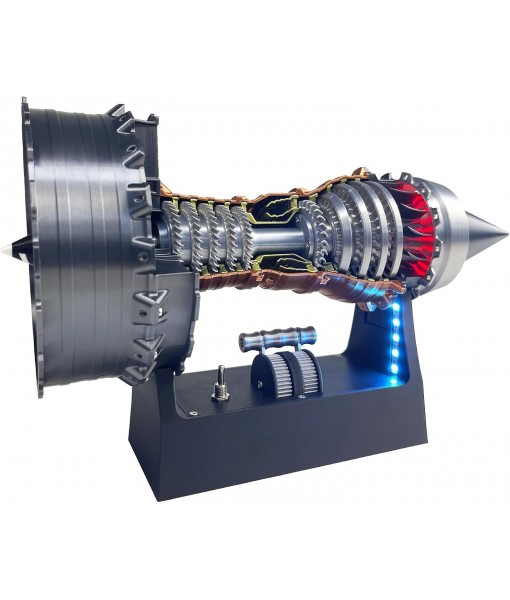 TR900 Turbofan Engine Model - Adjustable Speed with LED Light. Aircraft Engine Turbojet Engine Replica 28cm. A Mechanical Science Aero Engine Education Toy and Desk Decor Gift for Adult Hobbyists