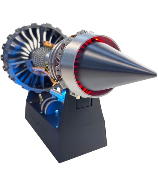 Jet Aircraft Turbofan Turbojet Engine Model Kit, 3D DIY Printed Electric Structures, Aero Mechanical Science, Gift, Education Display, Desktop Toy (Magnetic Base with Light TR-900 Engine, 11 in)