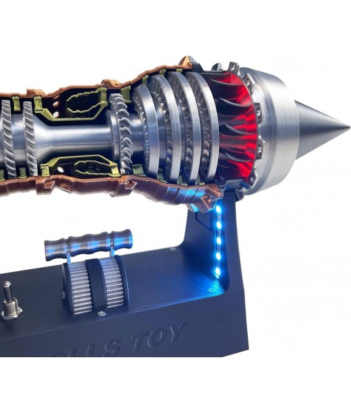 Jet Aircraft Turbofan Turbojet Engine Model Kit, 3D DIY Printed Electric Structures, Aero Mechanical Science, Gift, Education Display, Desktop Toy (Magnetic Base with Light TR-900 Engine, 11 in)