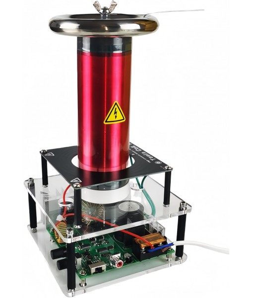 Music Tesla Coil, SSTC Solid State Tesla Coil Speaker, Artificial Lightning,Integrated Arc Extinguishine, Physics Science Education Experiment Model, Collectible Engine Model for Adults(Red)