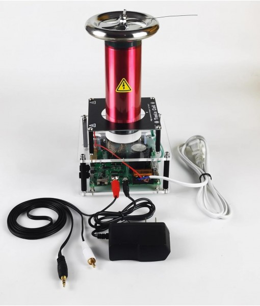 Music Tesla Coil, SSTC Solid State Tesla Coil Speaker, Artificial Lightning,Integrated Arc Extinguishine, Physics Science Education Experiment Model, Collectible Engine Model for Adults(Red)