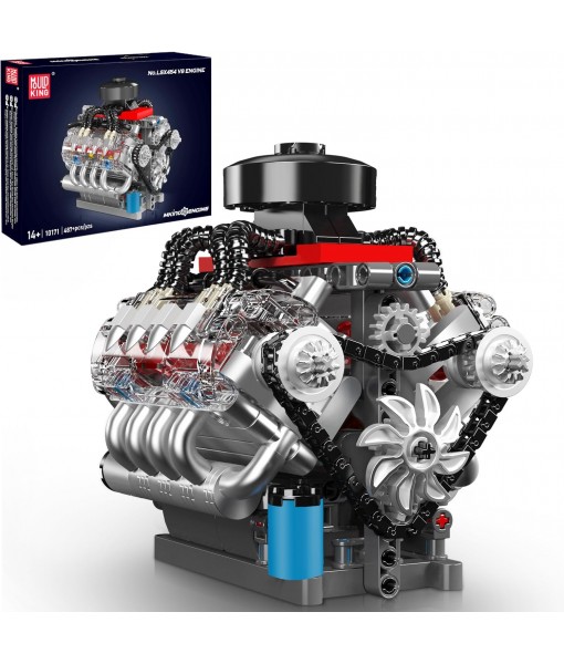 Mould King 10171 V8 Engine Model Kit, Mini V8 Engine Kits That Runs, Build Your Own Car Model Engine with Motor, Collectible Building Blocks for Adults, DIY STEM Construction Toys for Display