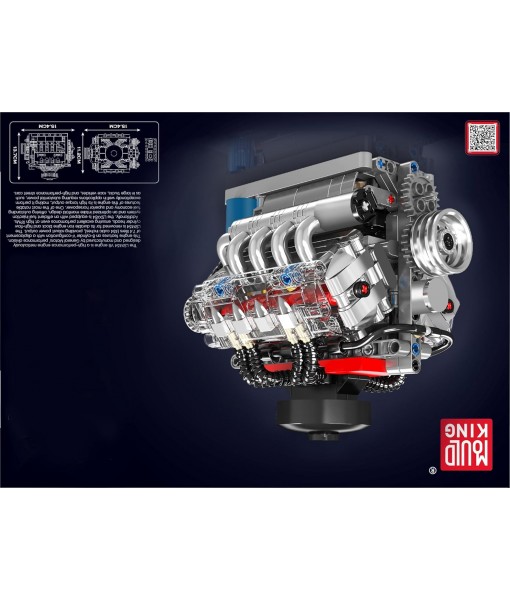 Mould King 10171 V8 Engine Model Kit, Mini V8 Engine Kits That Runs, Build Your Own Car Model Engine with Motor, Collectible Building Blocks for Adults, DIY STEM Construction Toys for Display