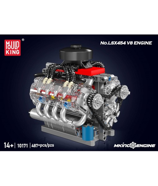 Mould King 10171 V8 Engine Model Kit, Mini V8 Engine Kits That Runs, Build Your Own Car Model Engine with Motor, Collectible Building Blocks for Adults, DIY STEM Construction Toys for Display