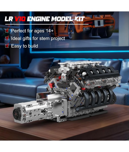 Mould King 10250 Engine Building Blocks Sets- Build Your Own STEM V10 Engine Model Kit, 10-Cylinder Car Engine Building Engineering Toys for Age 14+/Adults Collections Home or Office Décor (1834+PCS)
