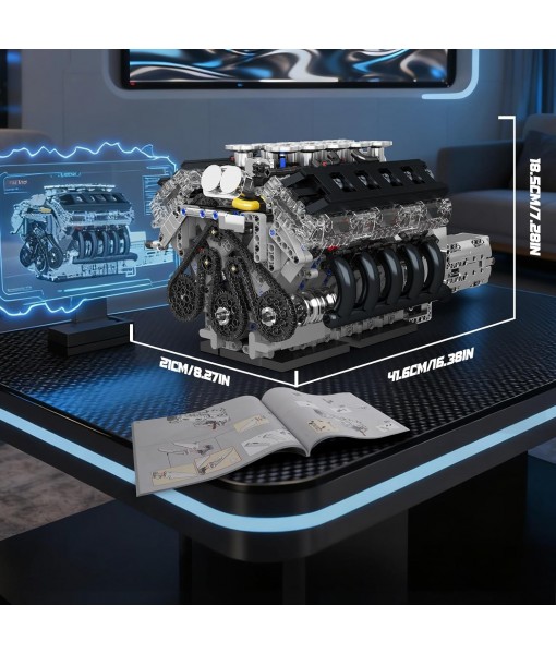 Mould King 10250 Engine Building Blocks Sets- Build Your Own STEM V10 Engine Model Kit, 10-Cylinder Car Engine Building Engineering Toys for Age 14+/Adults Collections Home or Office Décor (1834+PCS)