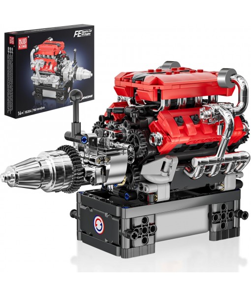 Mould King V8 Engine Model Kit That Works, 10204 FE V8 DIY Car Engine Model Educational Experiment Toy for 14+ Years Old and Adults, 750Pcs