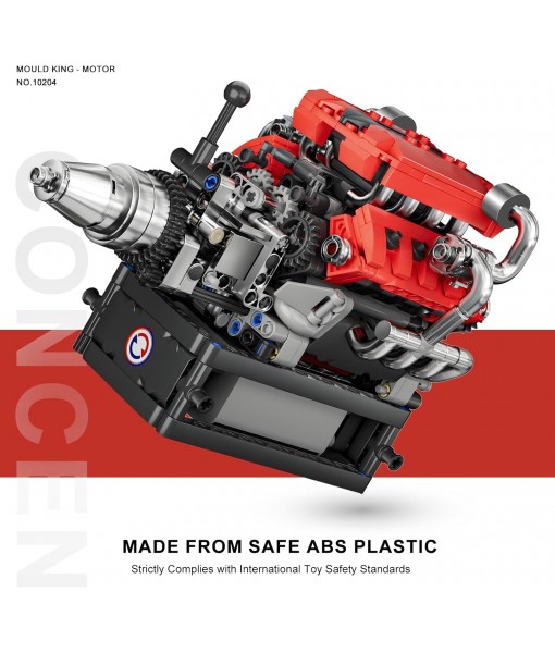 Mould King V8 Engine Model Kit That Works, 10204 FE V8 DIY Car Engine Model Educational Experiment Toy for 14+ Years Old and Adults, 750Pcs