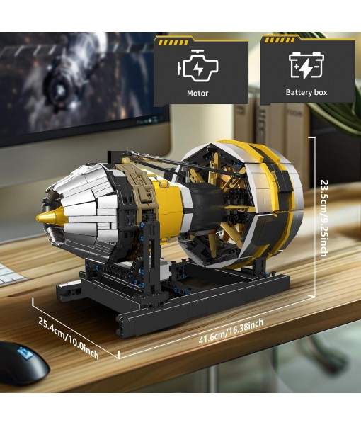 Mould King City Aircraft Engine Building Set-Turbojet Engine Model That Runs with Motor-Collectible Blocks Kit for Adults -Mechanical Science Education STEM Toy(2256 PCS)