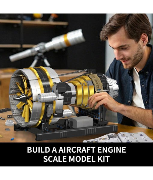 Mould King City Aircraft Engine Building Set-Turbojet Engine Model That Runs with Motor-Collectible Blocks Kit for Adults -Mechanical Science Education STEM Toy(2256 PCS)