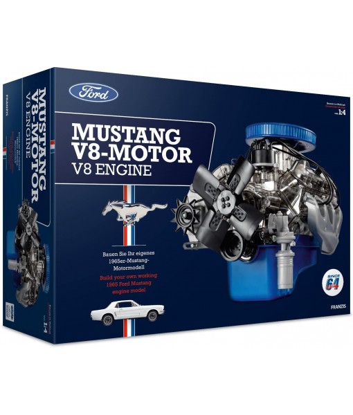 Franzis 1965 Ford Mustang K-Code 289 V8 Engine Model Kit with Collector's Book - Updated 2023 Version