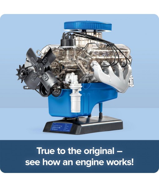 Franzis 1965 Ford Mustang K-Code 289 V8 Engine Model Kit with Collector's Book - Updated 2023 Version