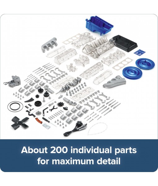 Franzis 1965 Ford Mustang K-Code 289 V8 Engine Model Kit with Collector's Book - Updated 2023 Version