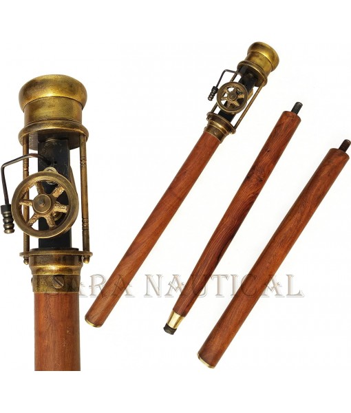 Vintage Retro Styl live Steam Engine Model Wooden Walking Cane Stick Brass Stave