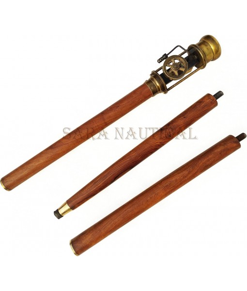 Vintage Retro Styl live Steam Engine Model Wooden Walking Cane Stick Brass Stave